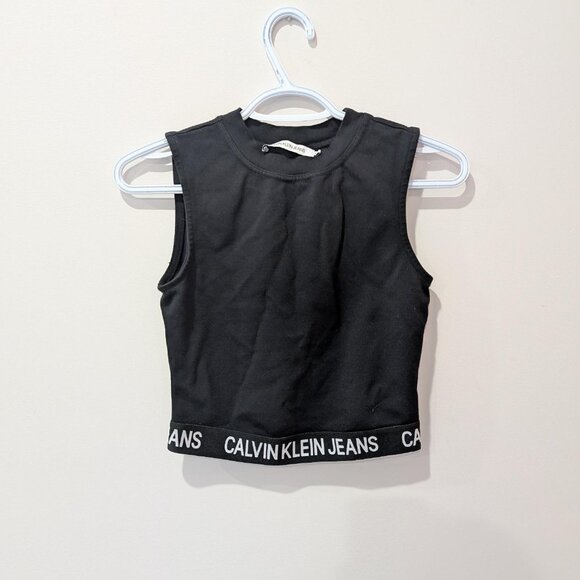 Calvin Klein Black Milano Jersey Tank Top Athleisure Women's XS Streetwear - Picture 1 of 7